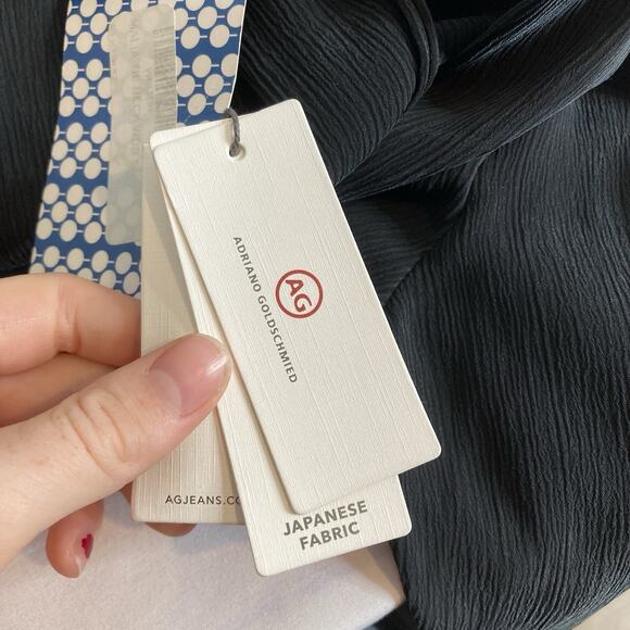 AG Adriano Goldschmied Women's Black One Shoulder Malia Tie Neck Blouse Size S - Picture 8 of 13